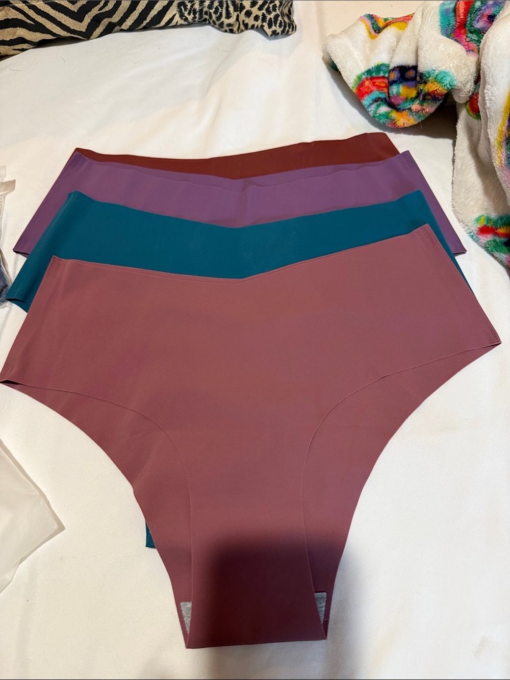 Seamless High-Waist Briefs - Mauve, Teal & Purple - Pack of 4